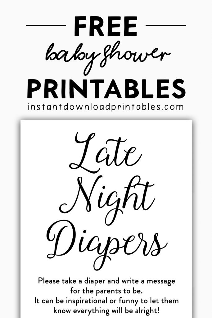 Free Baby Shower Black And White Printables Instant Download Late Night Diapers Instant Download Printables