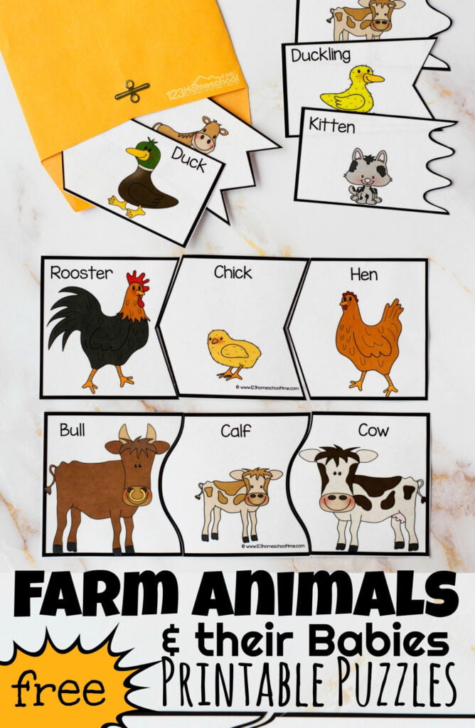 FREE Farm Animals And Their Babies Printables Puzzles Activities