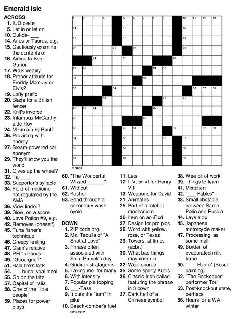 Free Printable Crosswords And Solutions