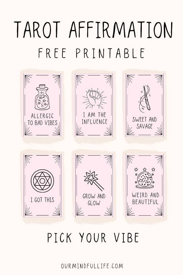 Free Printable Tarot Affirmation Cards Our Mindful Life