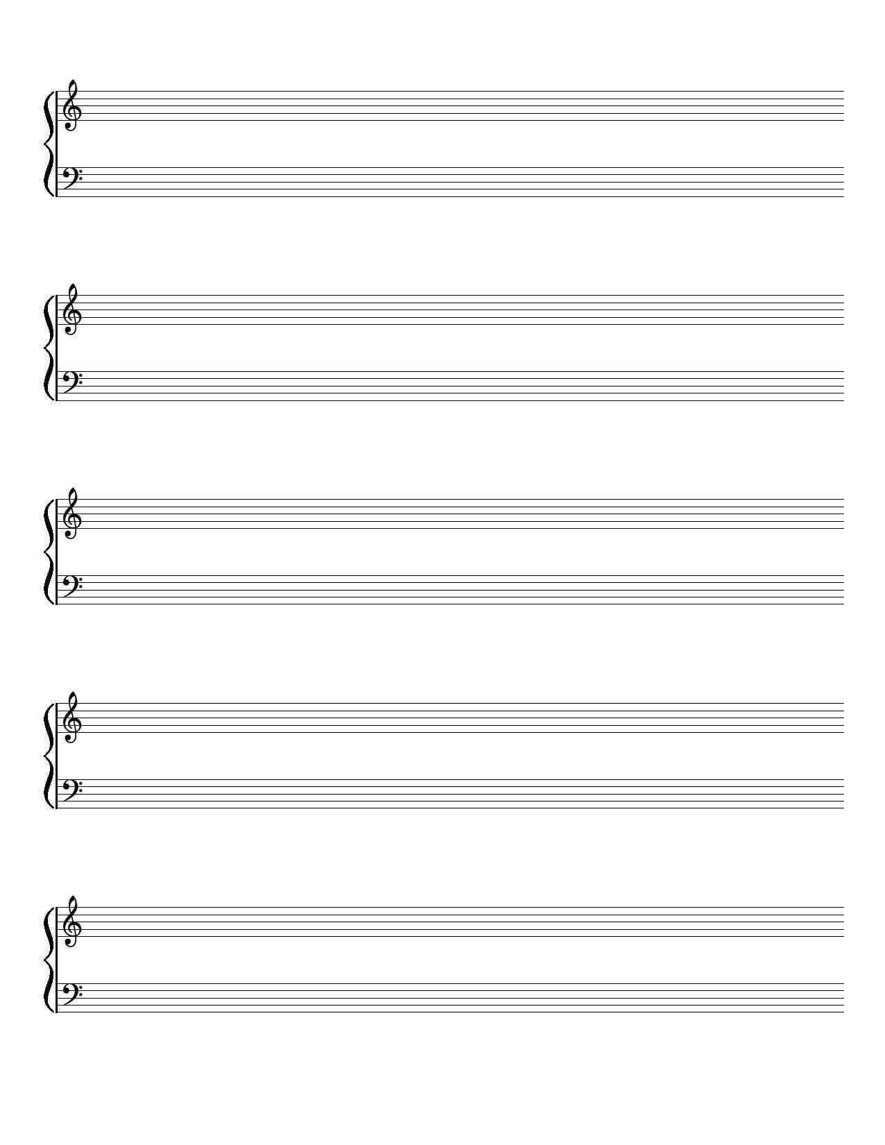 Grand Staff Printable Blank Sheet Music Music Staff Paper Etsy