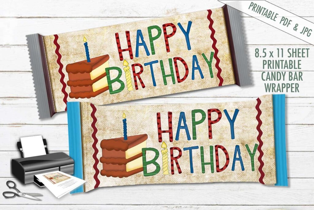 Happy Birthday Candy Bar Wrapper Hershey Wrapper PDF JPG 314342 Printables Design Bundles