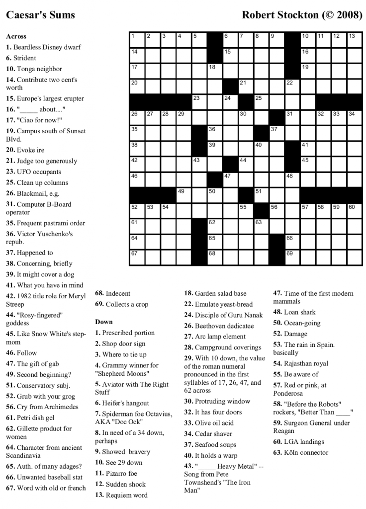 Printable Crosswords New Yorker
