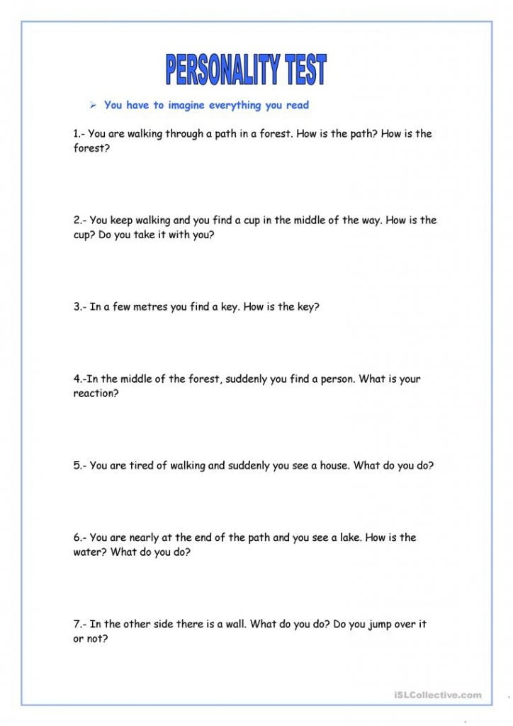 PERSONALITY TEST English ESL Worksheets For Distance Learning And Physical Classrooms