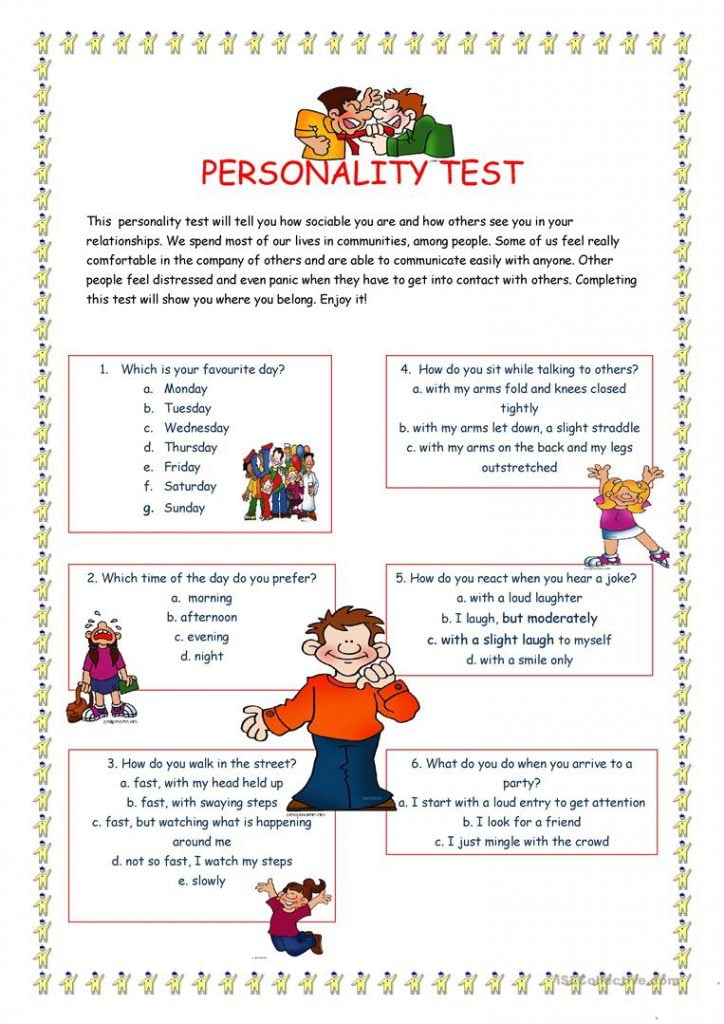 Free Printable Personality Test