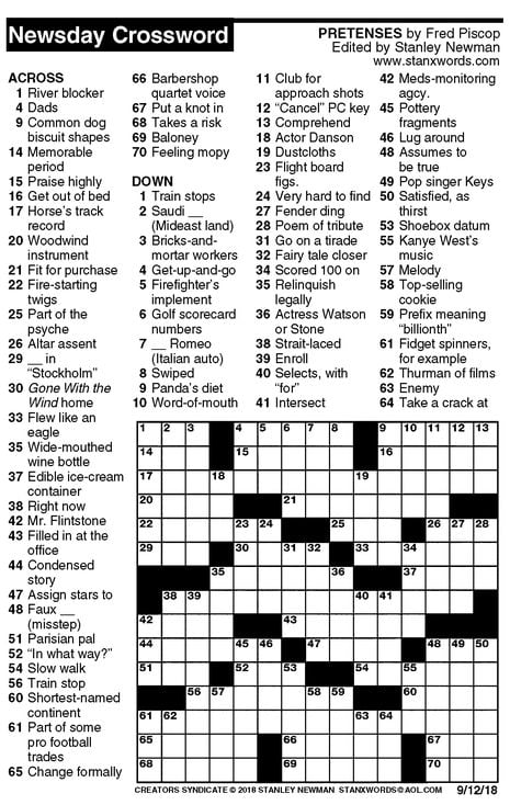 Free Printable Crossword Puzzles For Adults