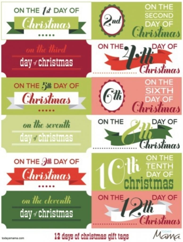 Printable 12 Days Of Christmas Tags Today s Mama