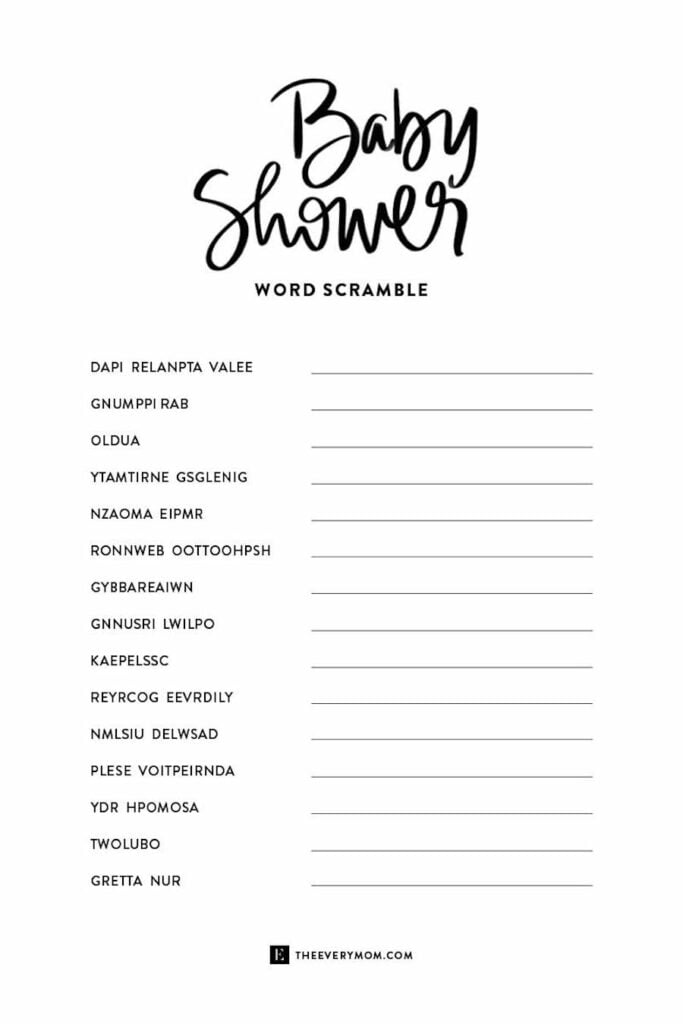 Free Printable Baby Shower Games With Answers