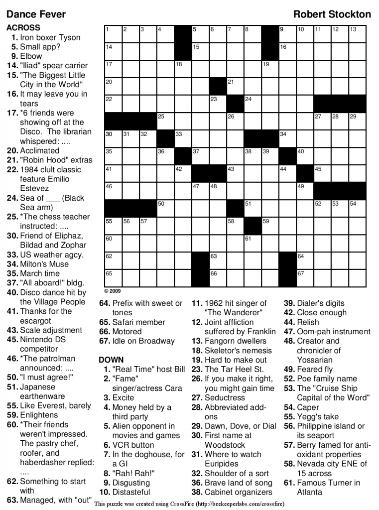 Printable Crossword Puzzle And Solutions Printable Crossword Puzzles