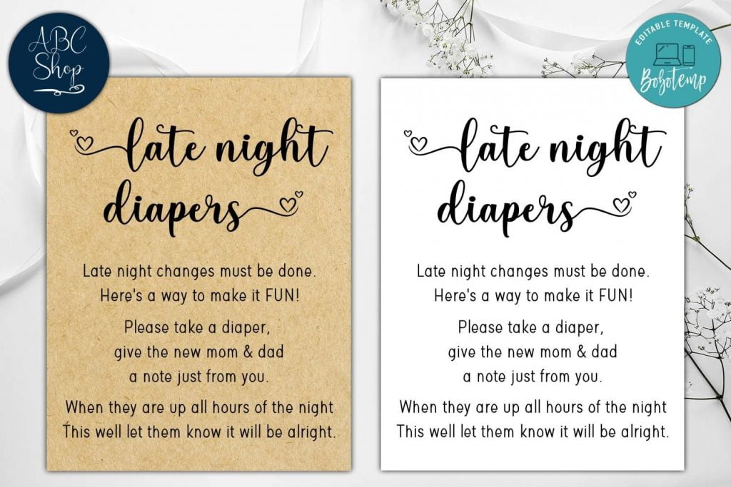 Late Night Diaper Sign Free Printable