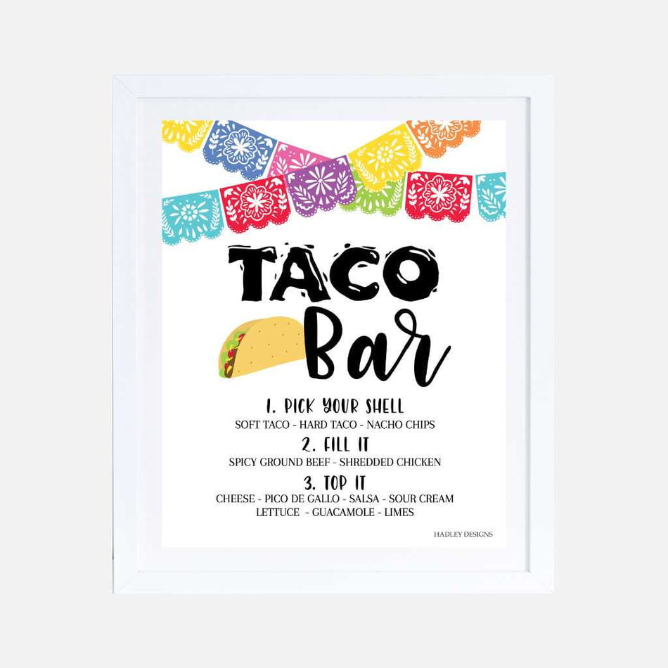 Printable Taco Bar Sign Party Template Hadley Designs
