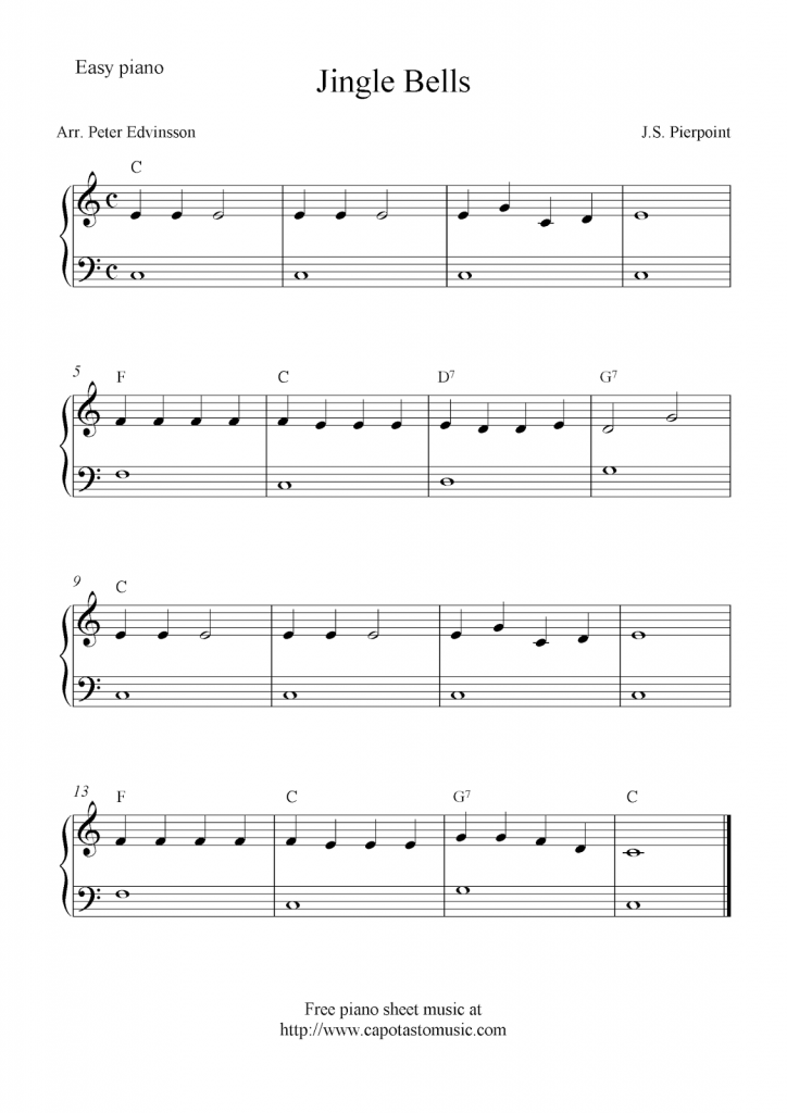 Free Christmas Piano Sheet Music For Beginners Printable