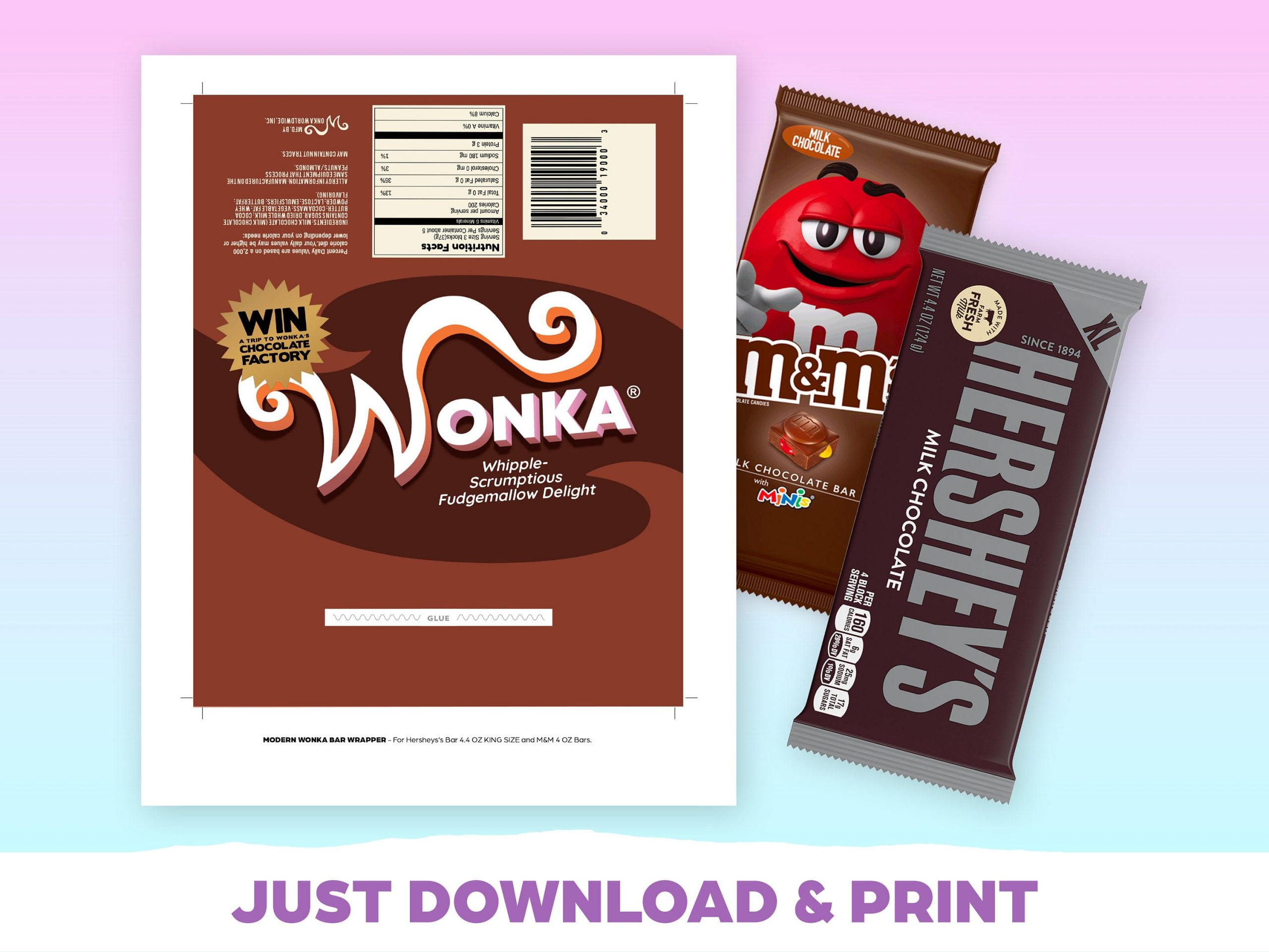 Wonka Bar Wrap Printable NOT EDITABLE Willy Wonka Etsy - Printable Lab