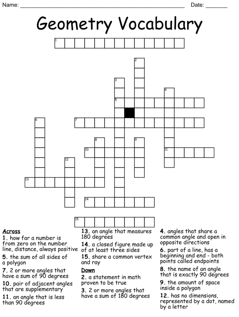 7th Grade Math Vocabulary Crossword WordMint