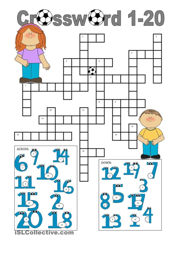 Crossword 1 20 Crossword Learning English For Kids English Worksheets For Kids
