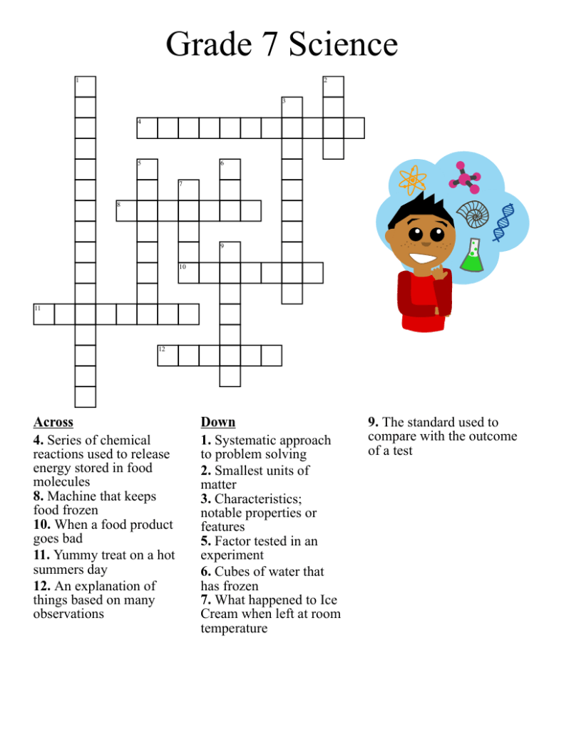 7th Grade Science Crosswords Printable