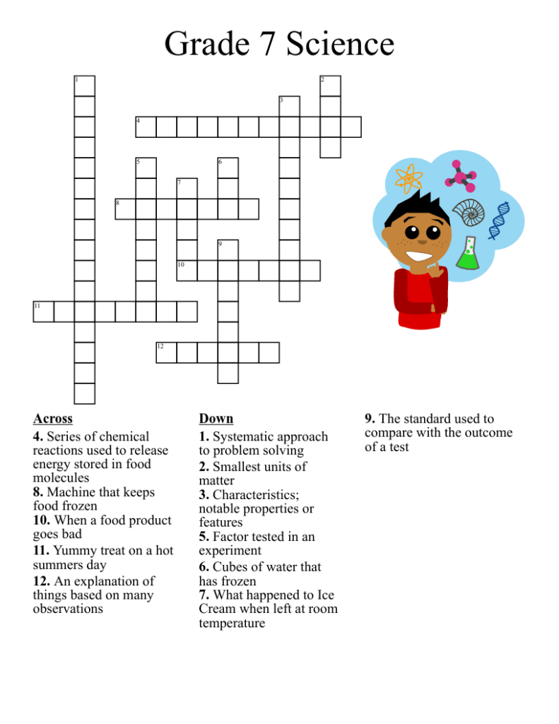 Grade 7 Science Crossword WordMint