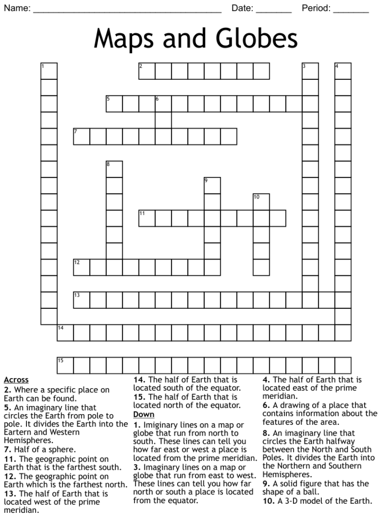 Maps And Globes Crossword WordMint