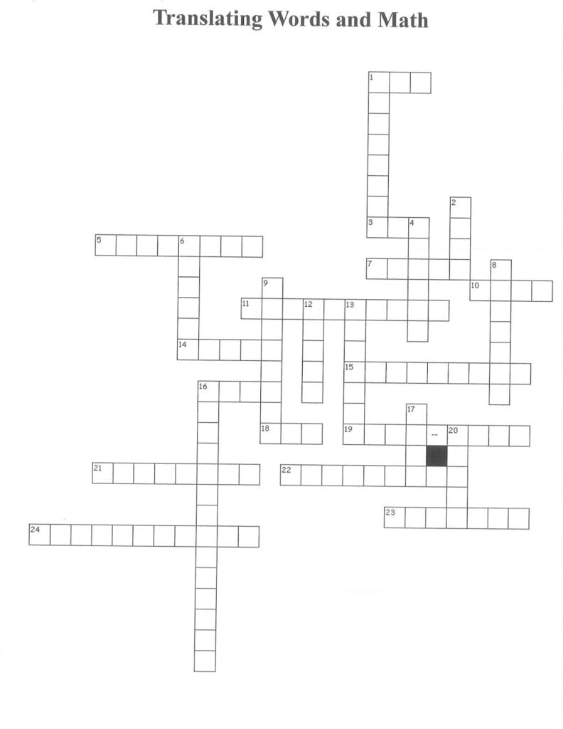 8th Grade Math Expressions & Equations Crossword 2 Printable