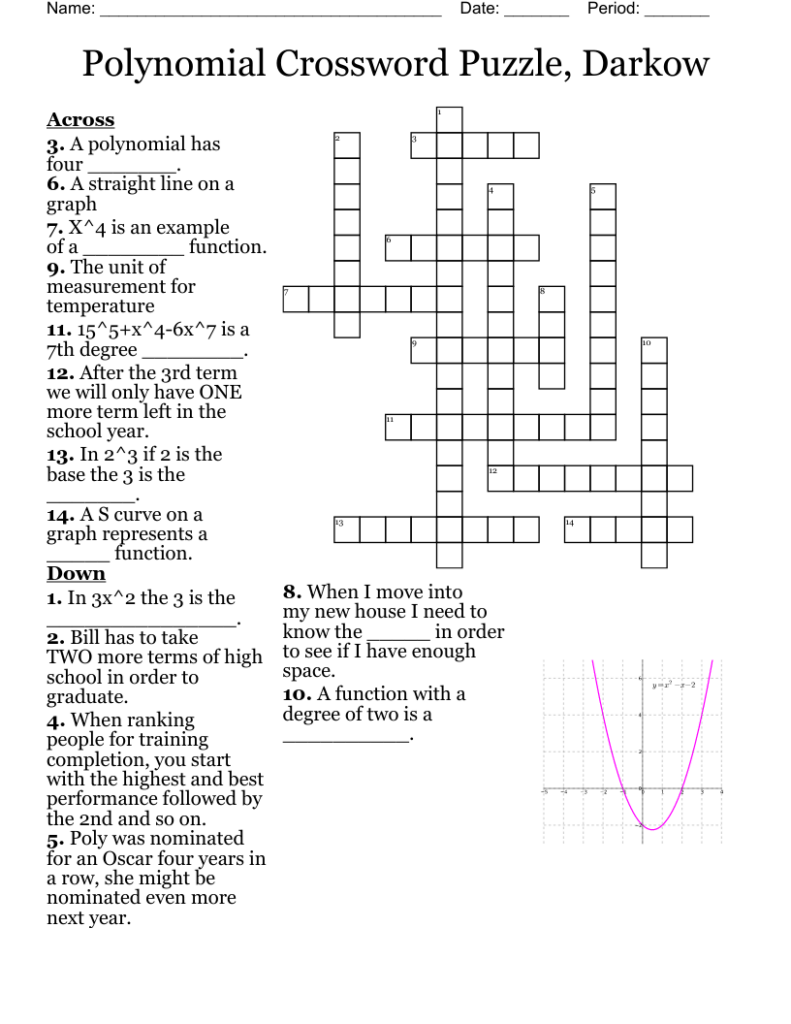 Polynomial Crossword Puzzle Darkow WordMint