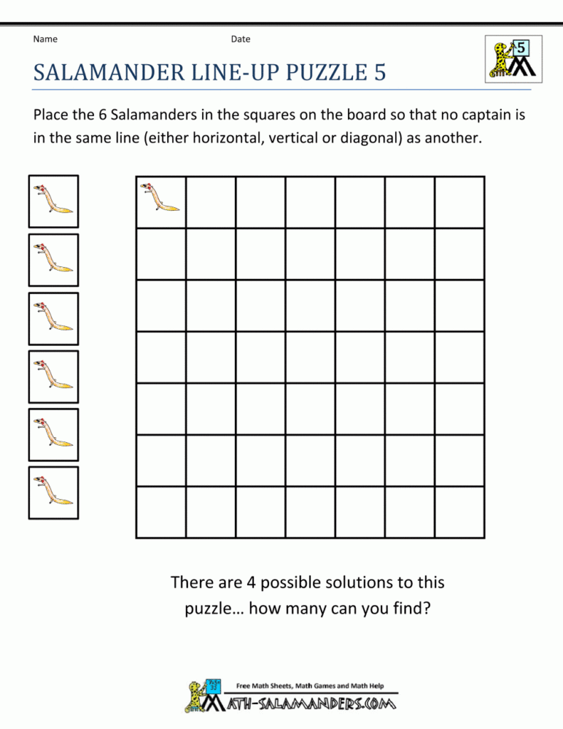 5th Grade Math Problem Solving Crossword Printable