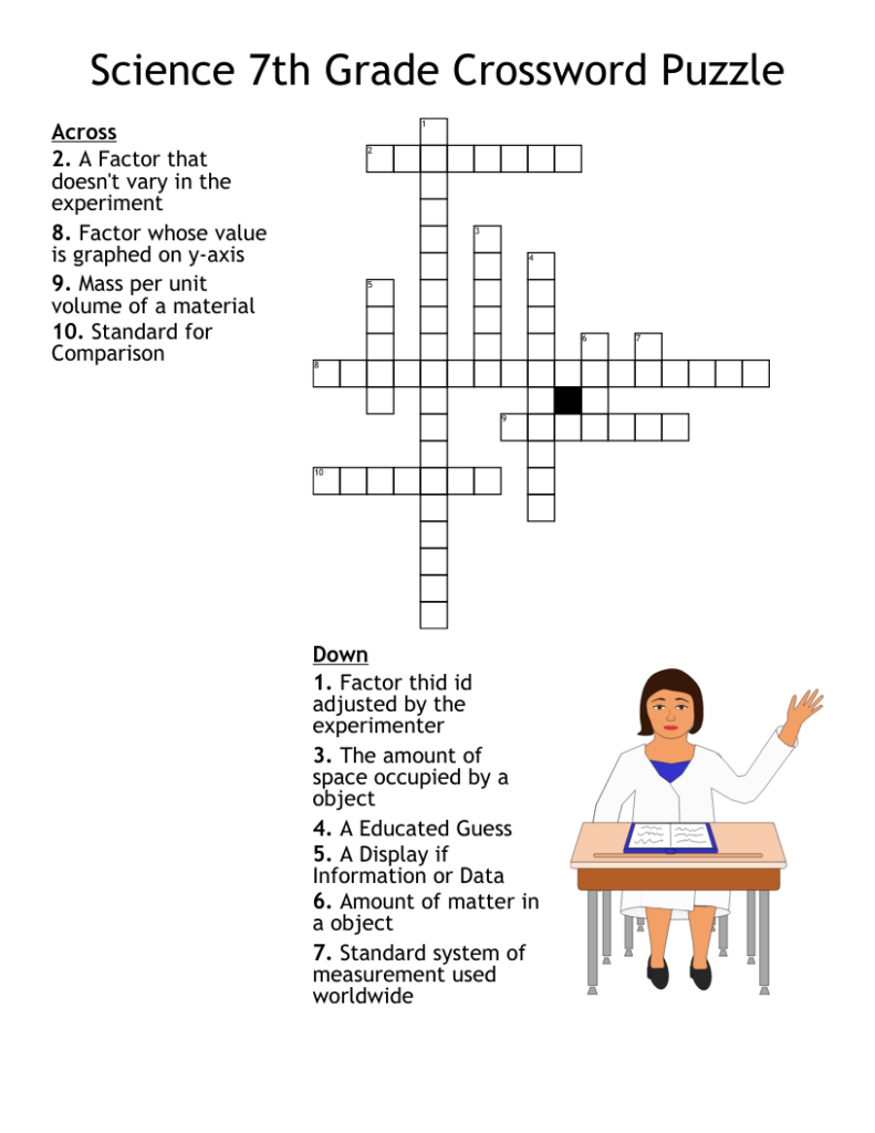 Science 7th Grade Crossword Puzzle WordMint