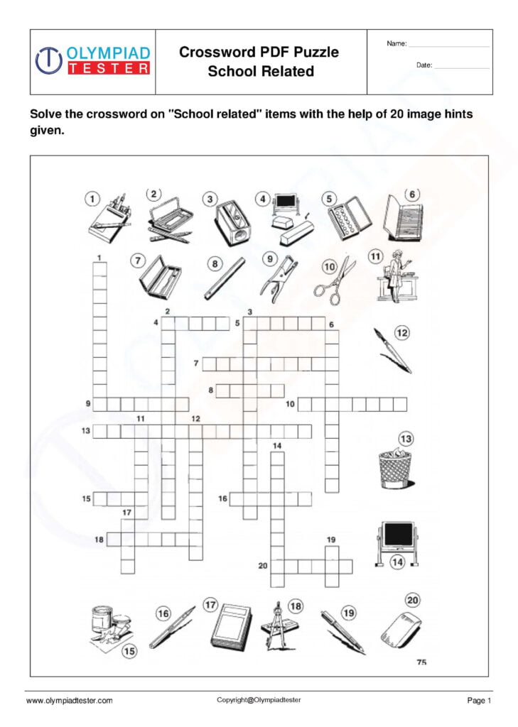 Science Crossword For Kids School Related Puzzles For Kids Maths Puzzles Kids Math Worksheets
