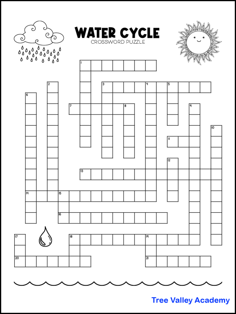 1st Grade Science Crosswords Printable