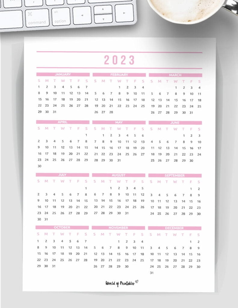 2023 Keyboard Calendar Printable