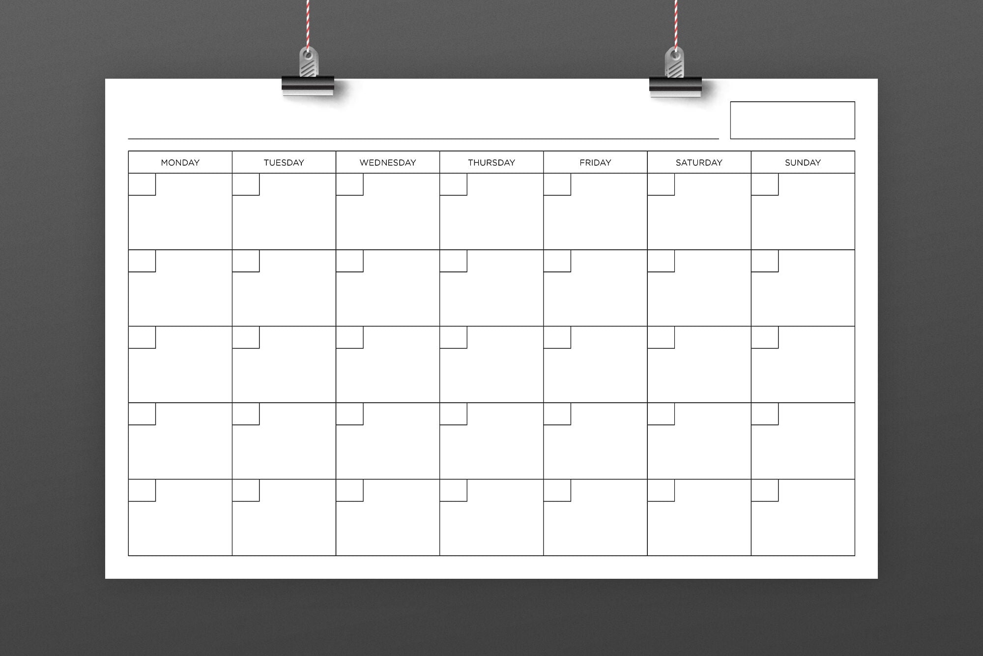 11x17 Printable Monthly Calendar