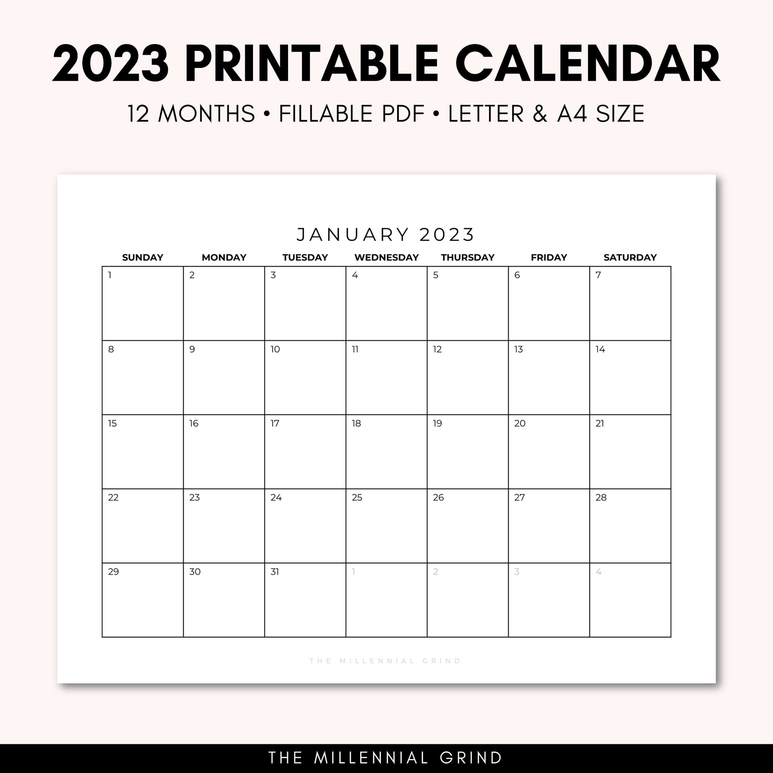 Printable Calendar 2023 A4