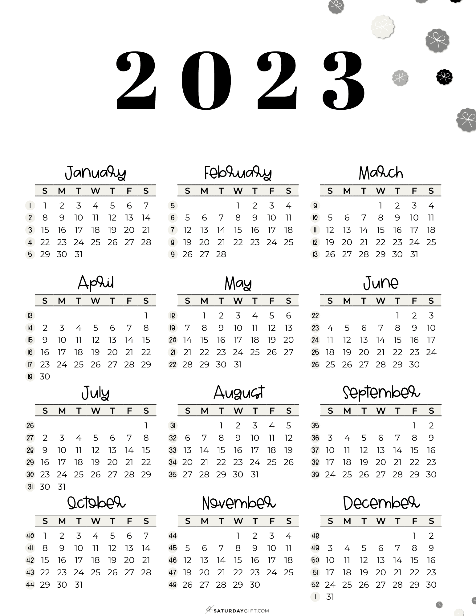 Printable Calendar Sheets 2023