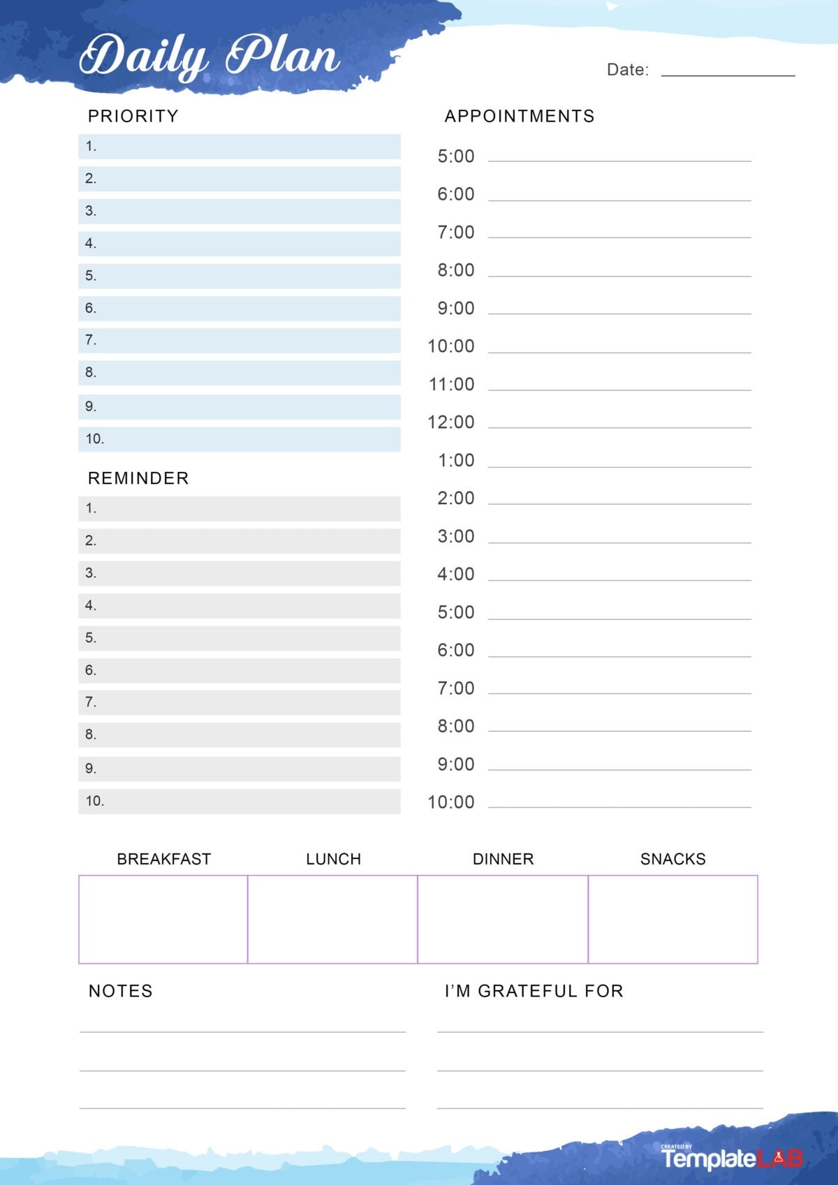 Online Printable Daily Planner