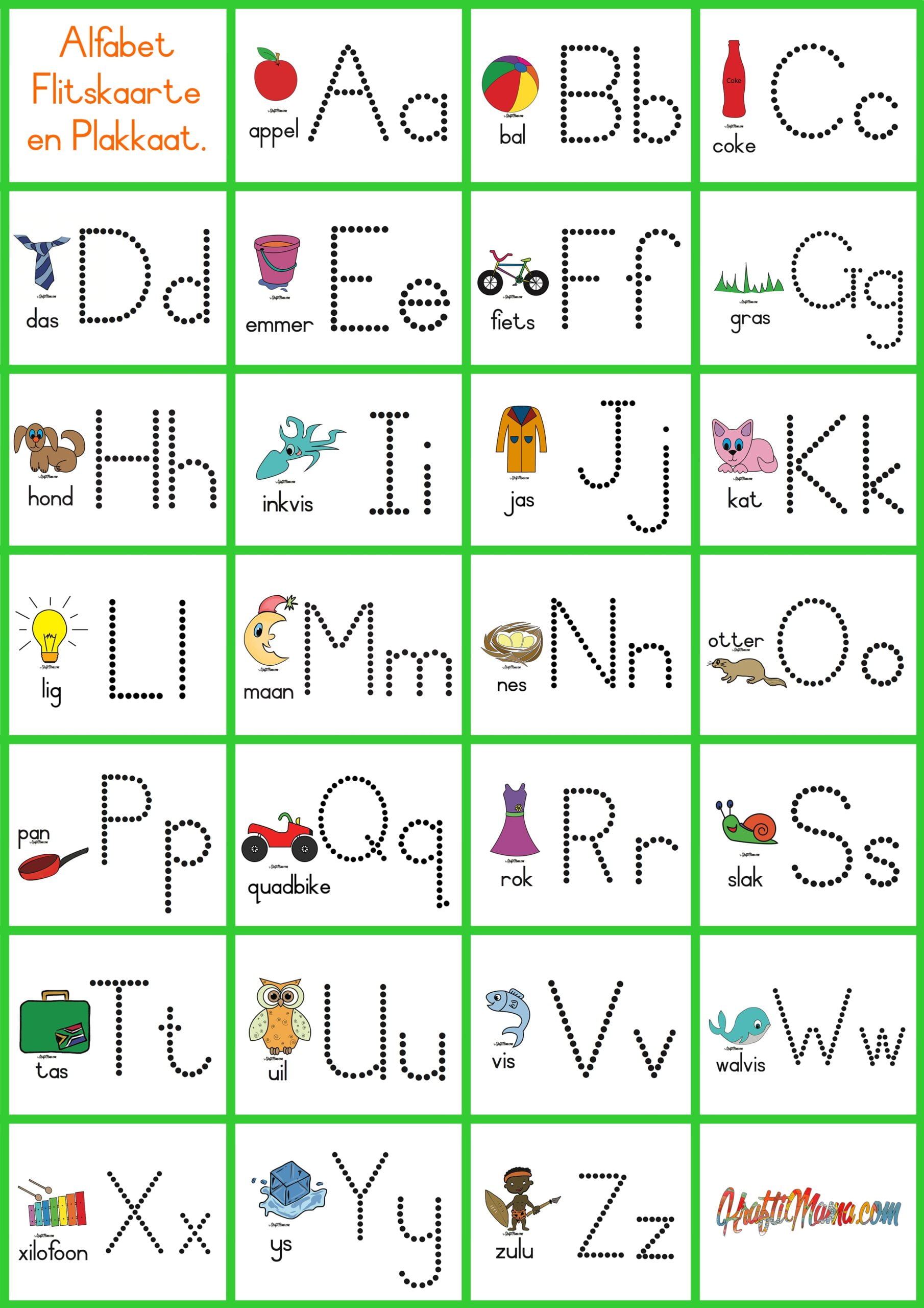 Printable Alphabet In Afrikaans
