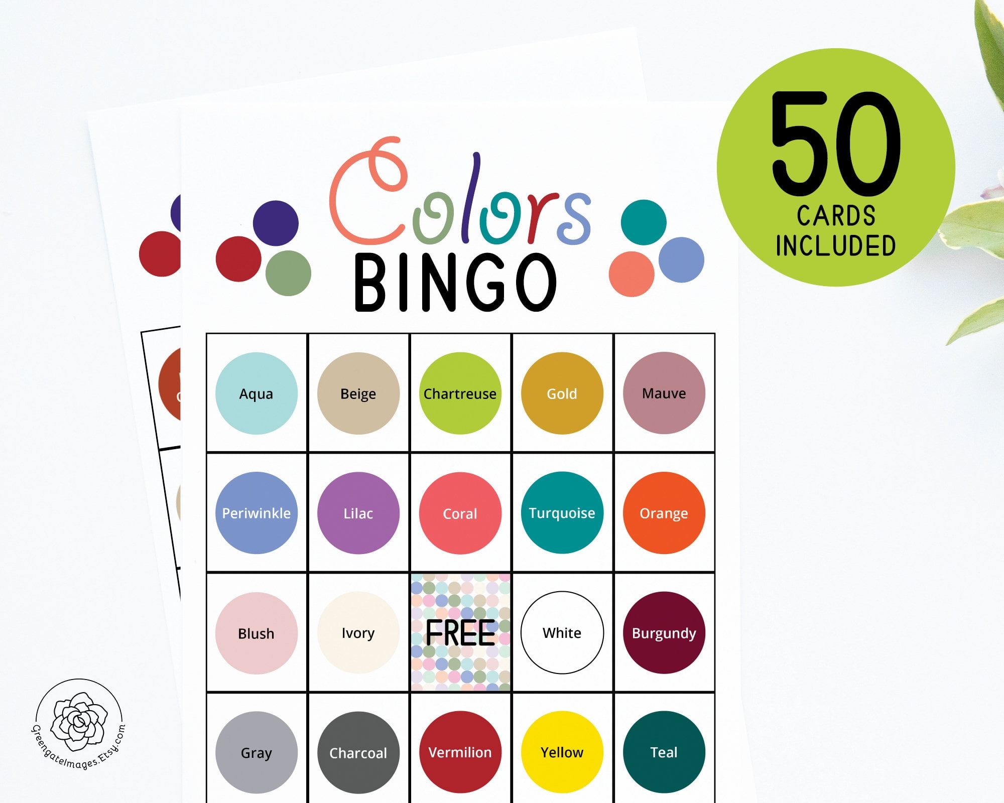 Printable Bingo Cards Colours