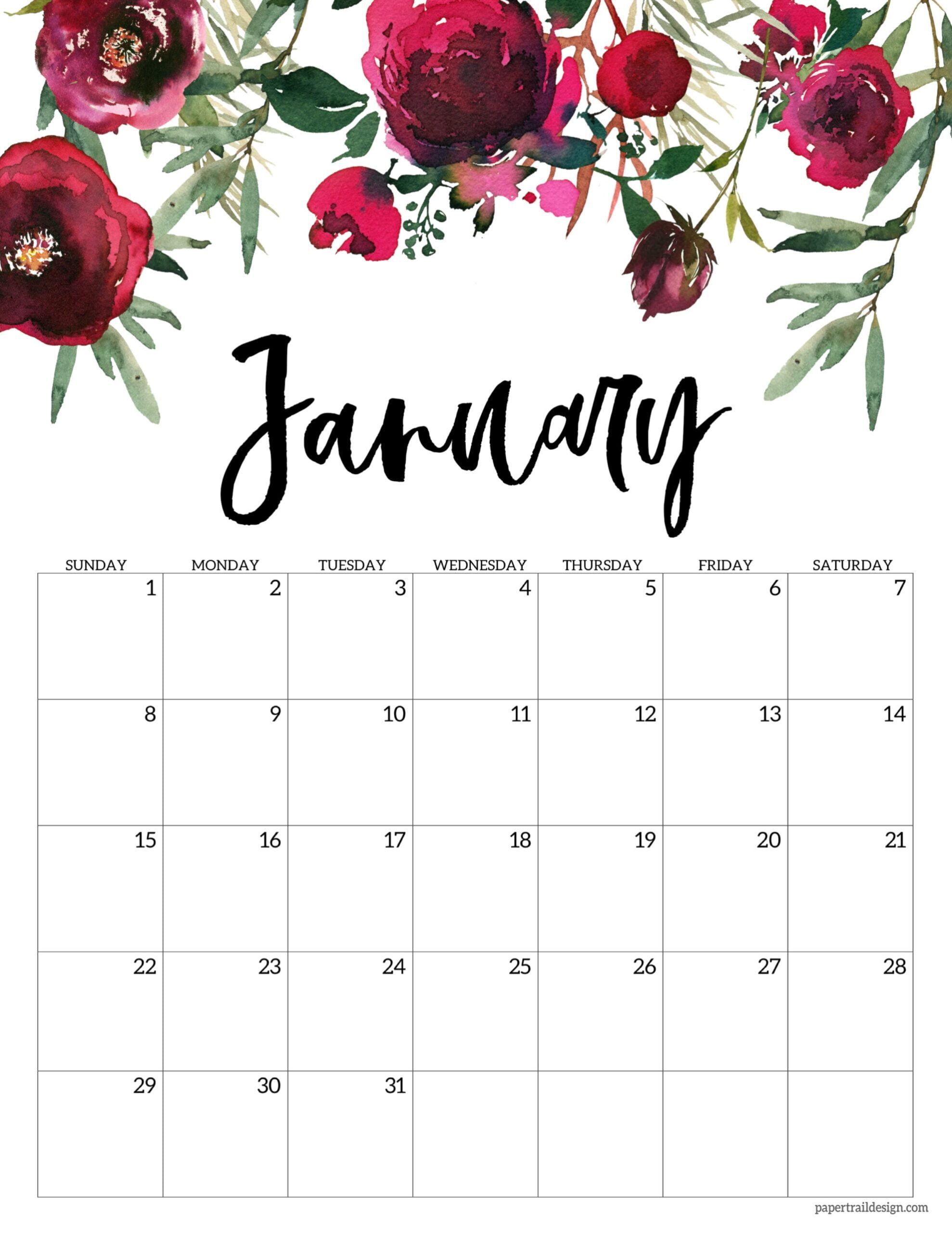 Printable Calendar 2023 Floral