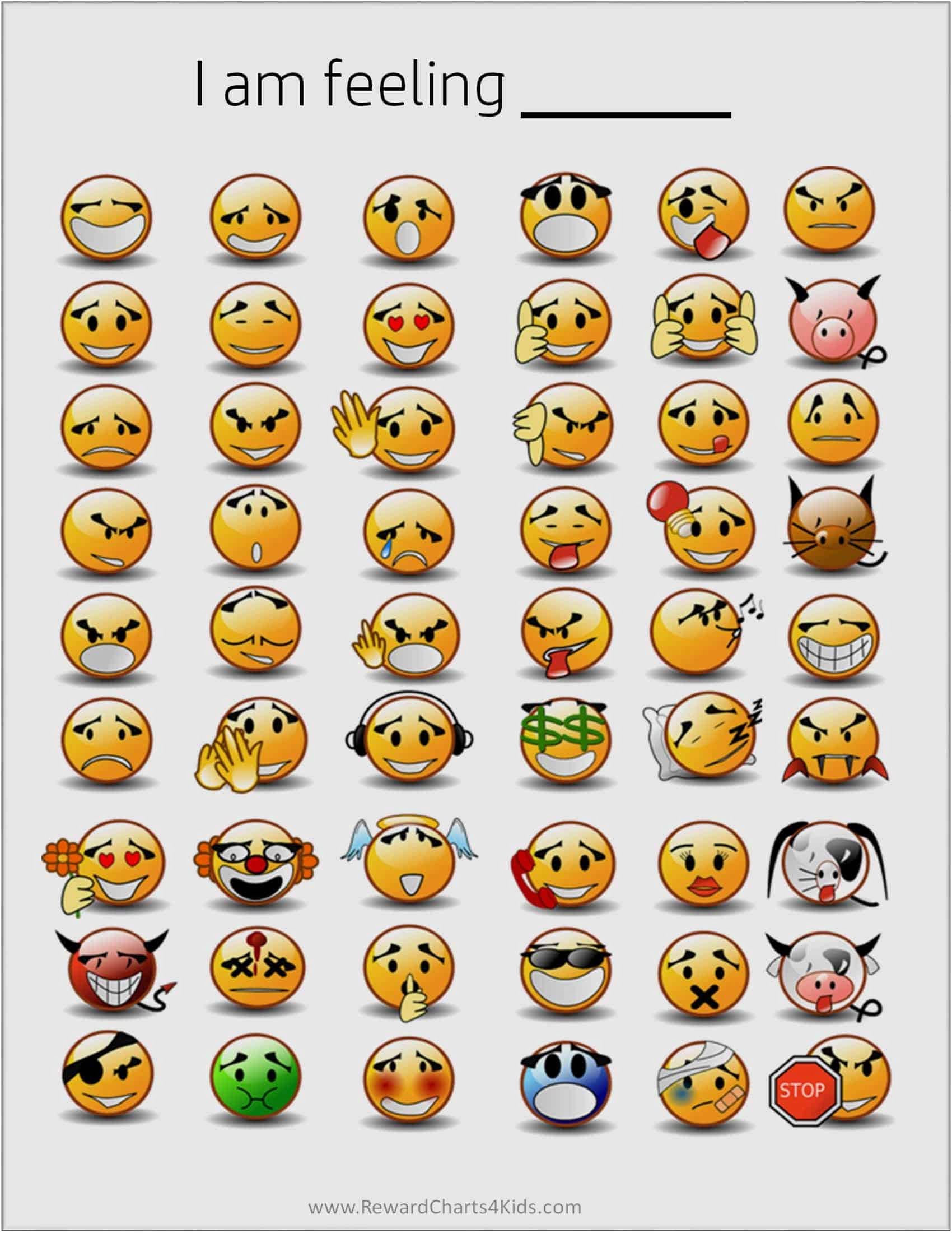 Printable Emoji Feelings Chart Printable Lab