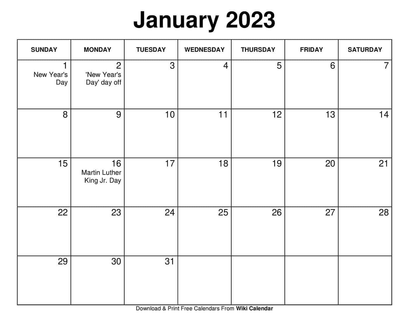 Printable Calendar 2023 Wiki