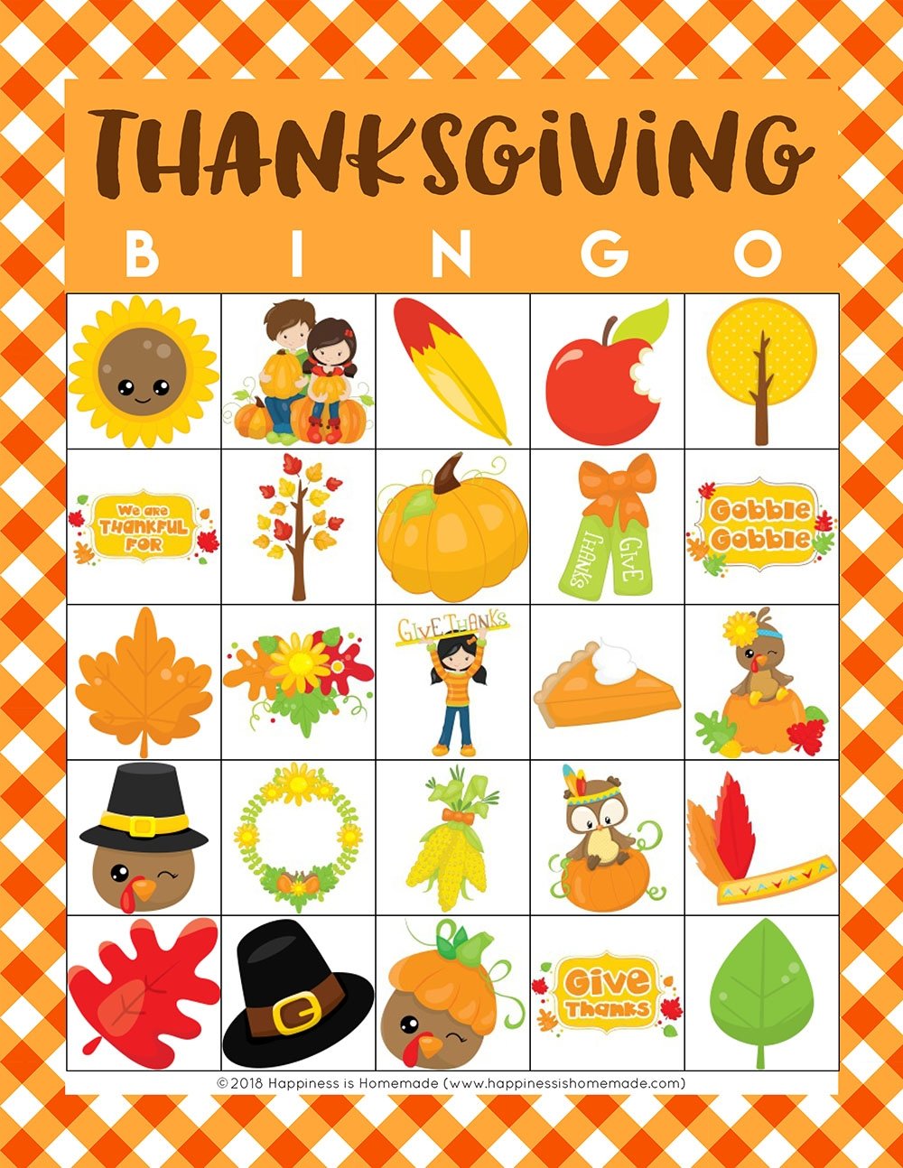 Printable Bingo Cards Thanksgiving