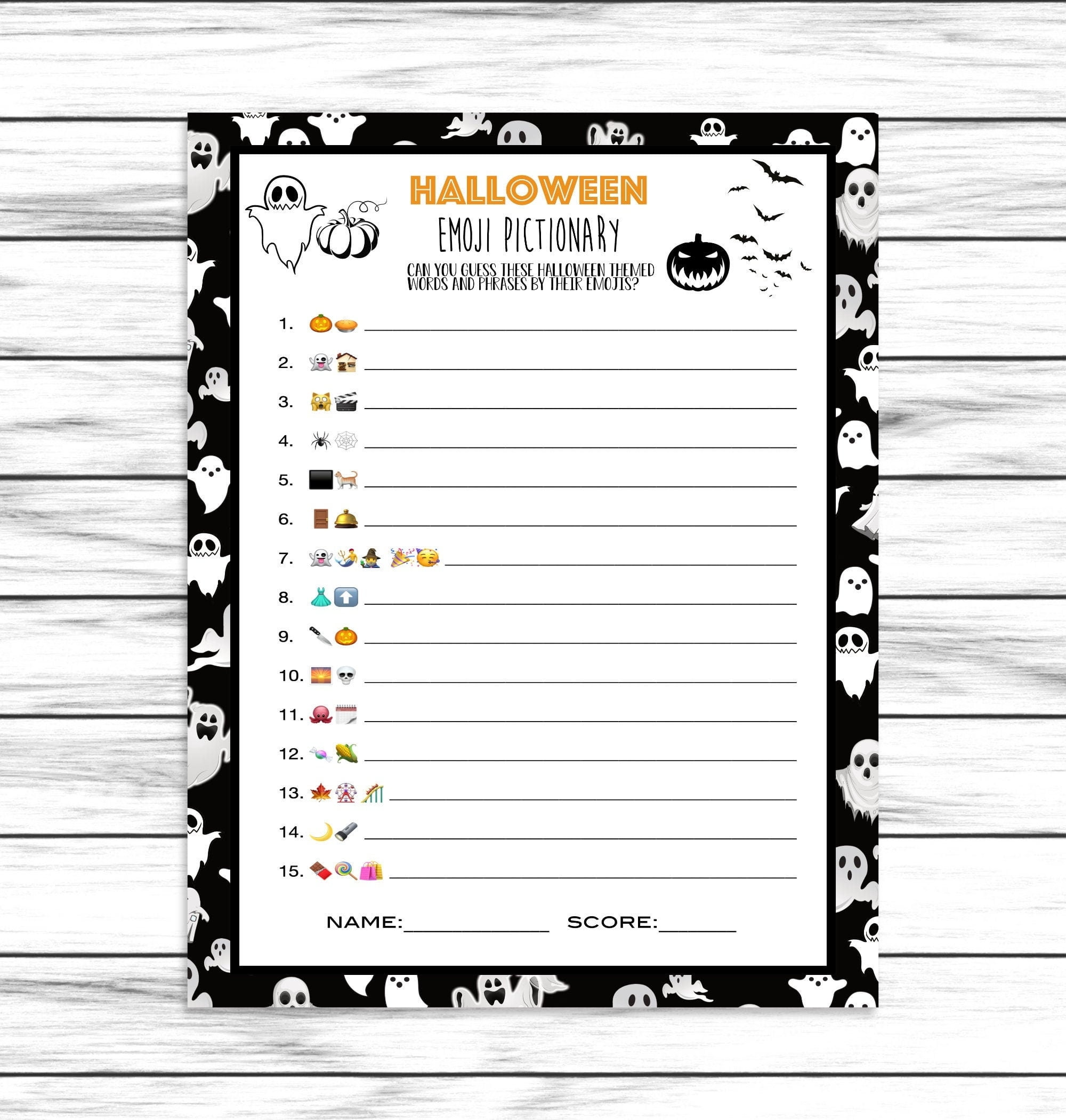 Printable Halloween Emoji Game