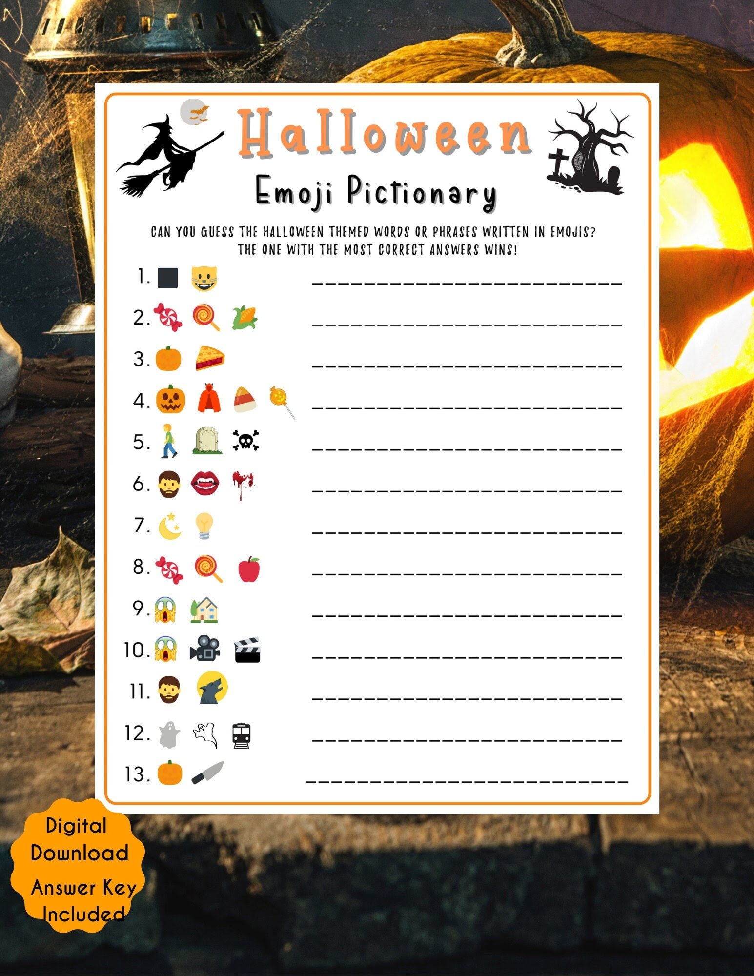 Printable Halloween Emoji Game