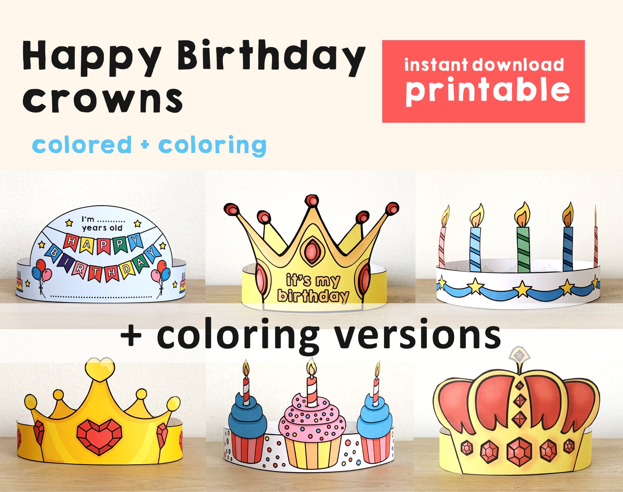 Printable Birthday Party Crowns