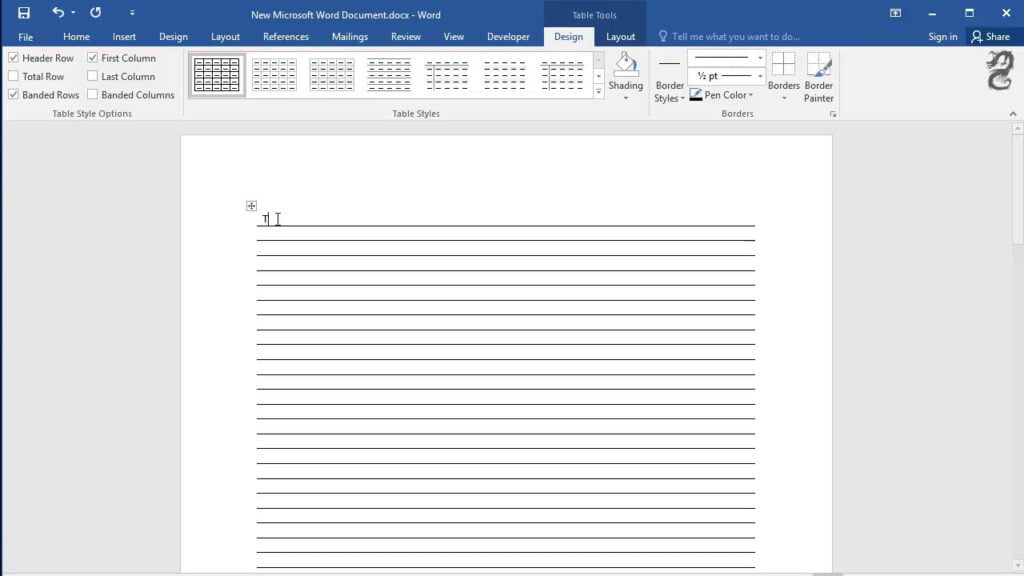 is there a lined paper template in word