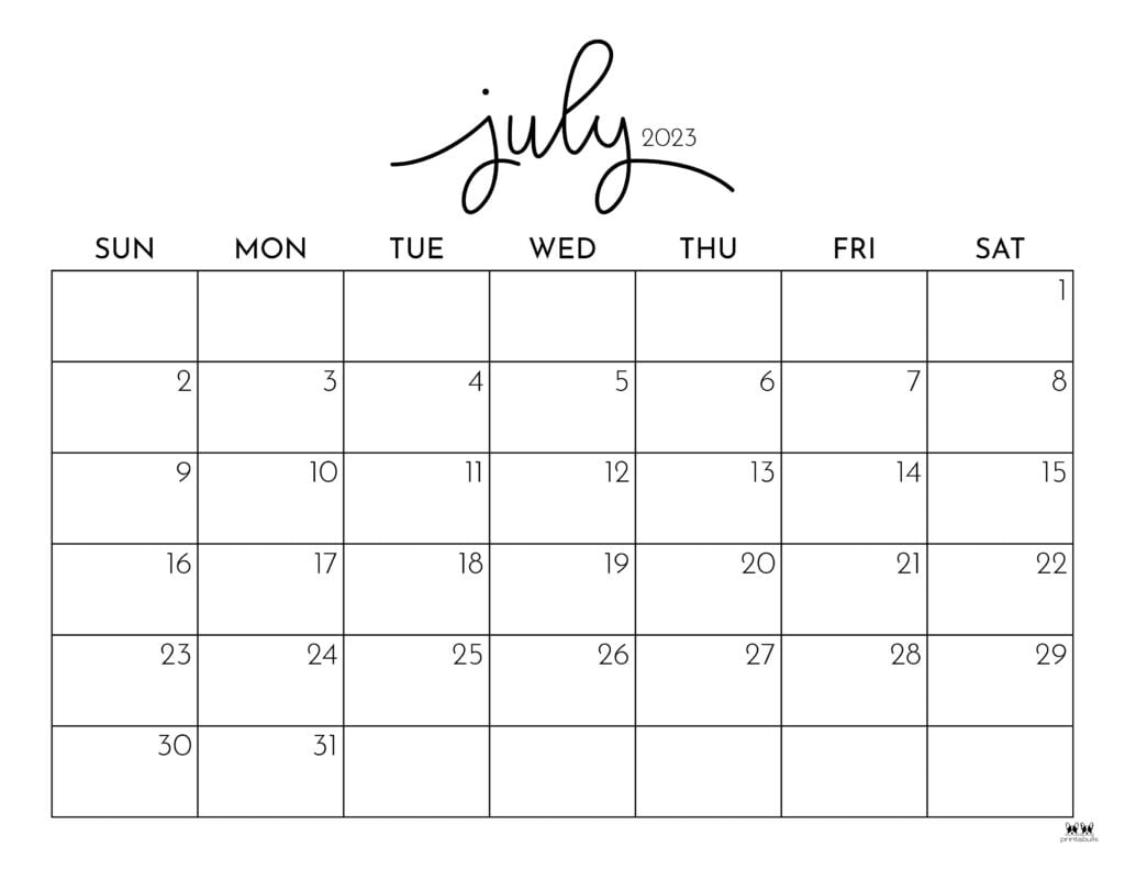 Printable Calendar 2023 July