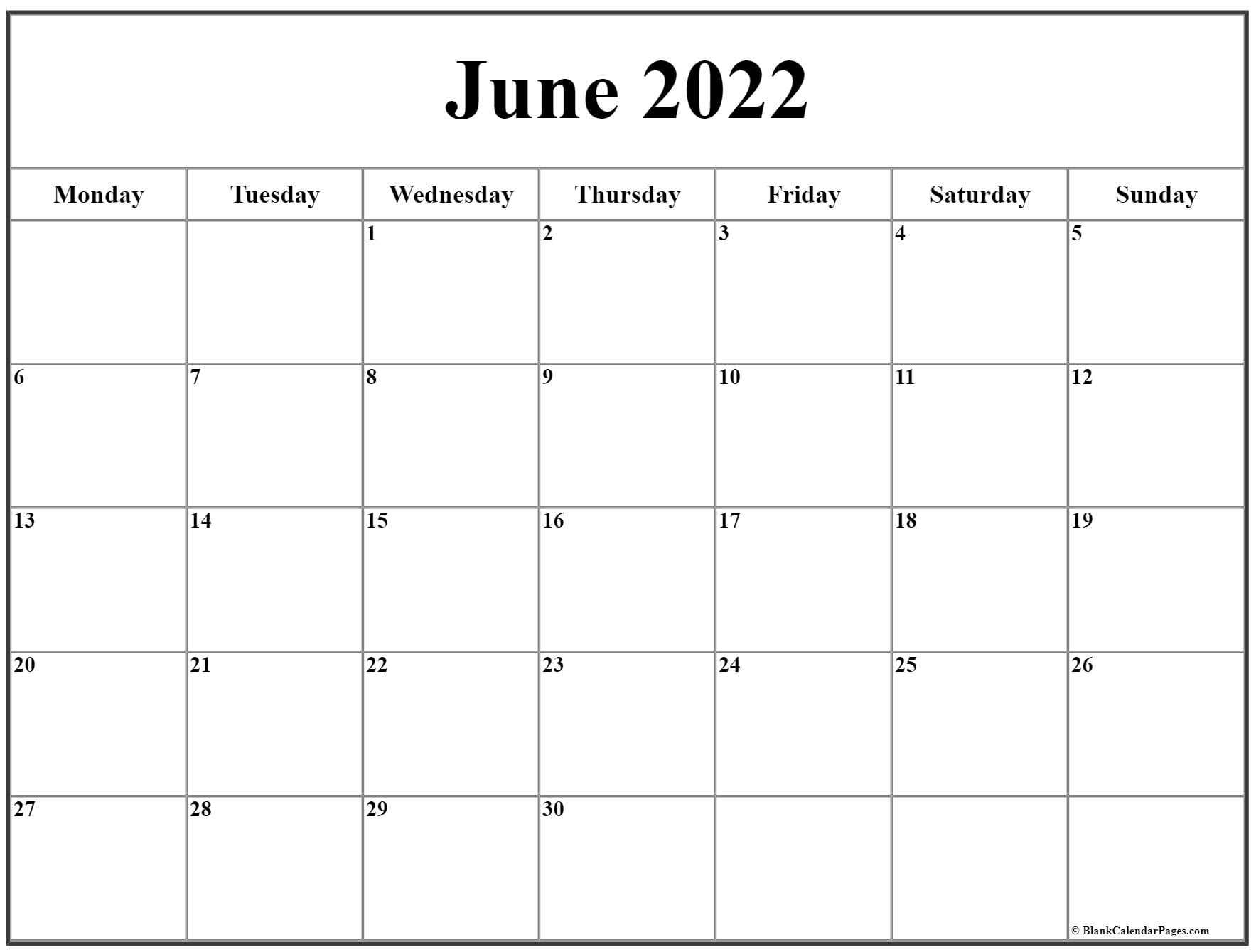 Printable Calendar Monday Start
