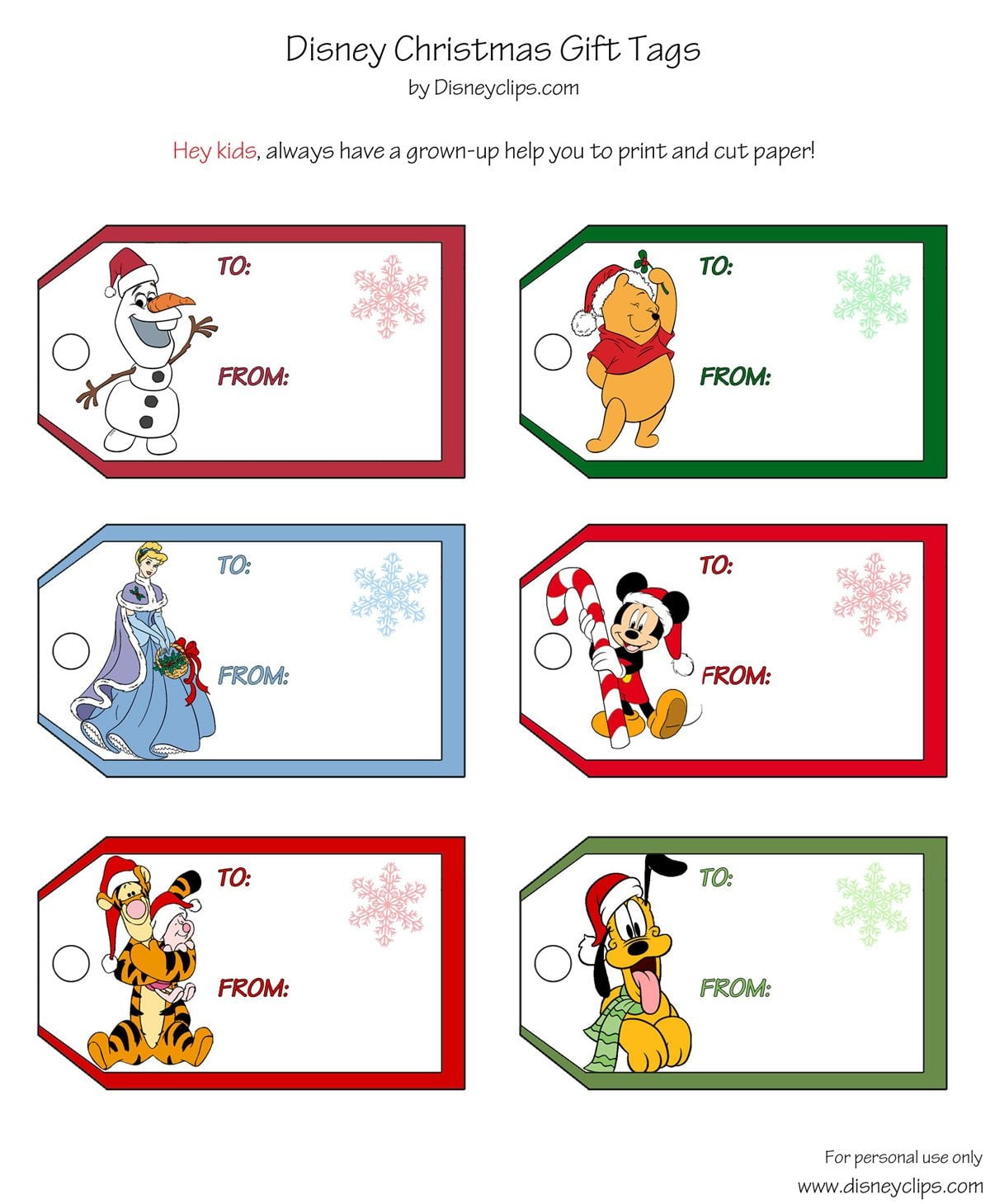 Disney Christmas Tags Printable