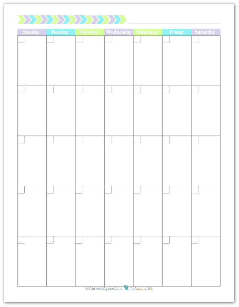 Printable Blank Calendar Portrait