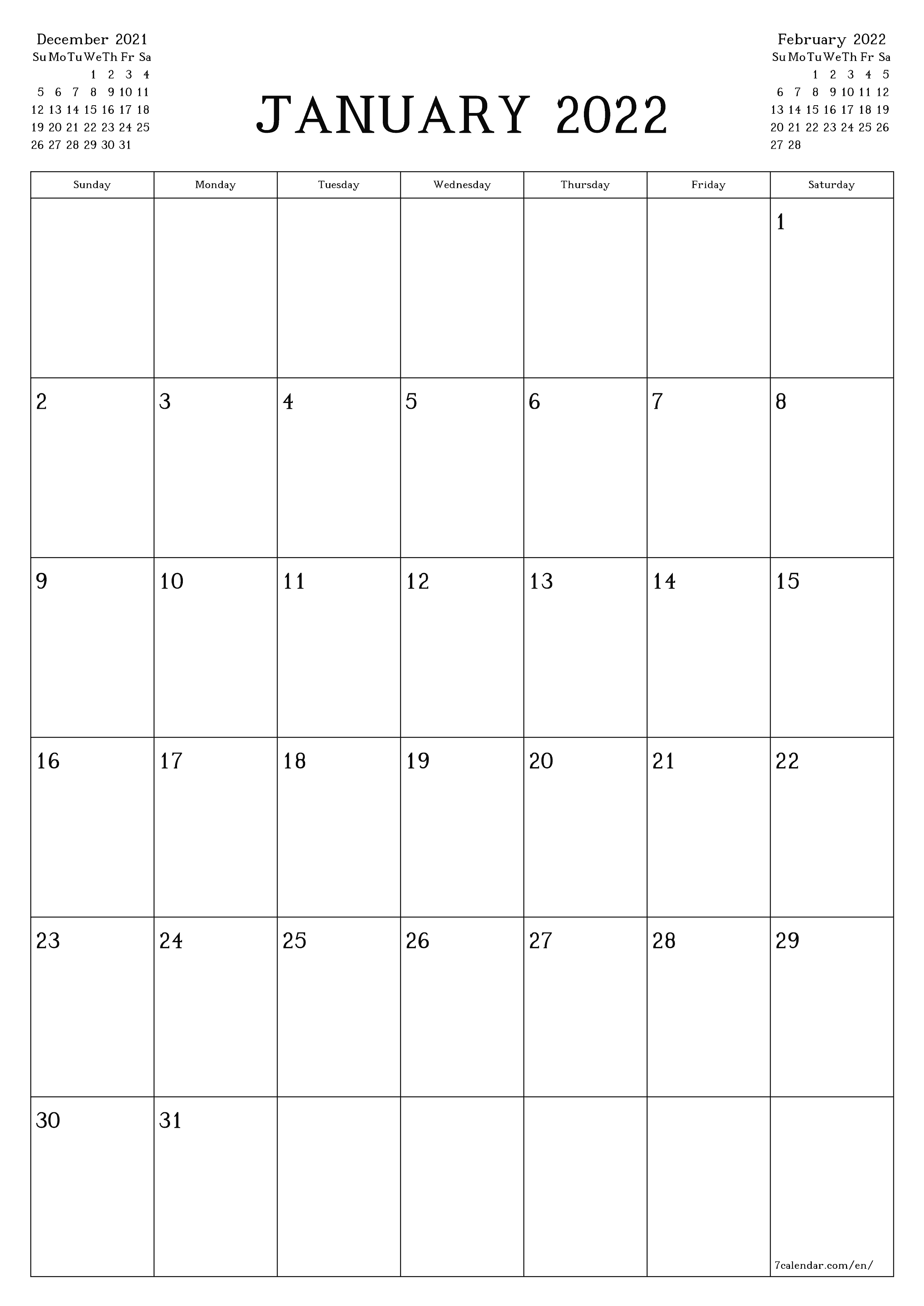 Printable Blank Calendar A4