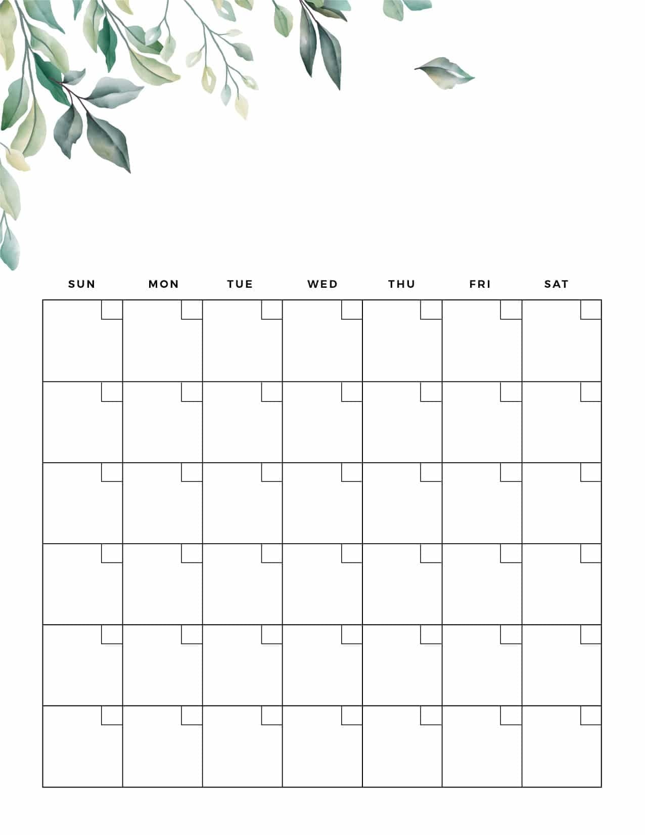 Printable Blank Calendar Cute