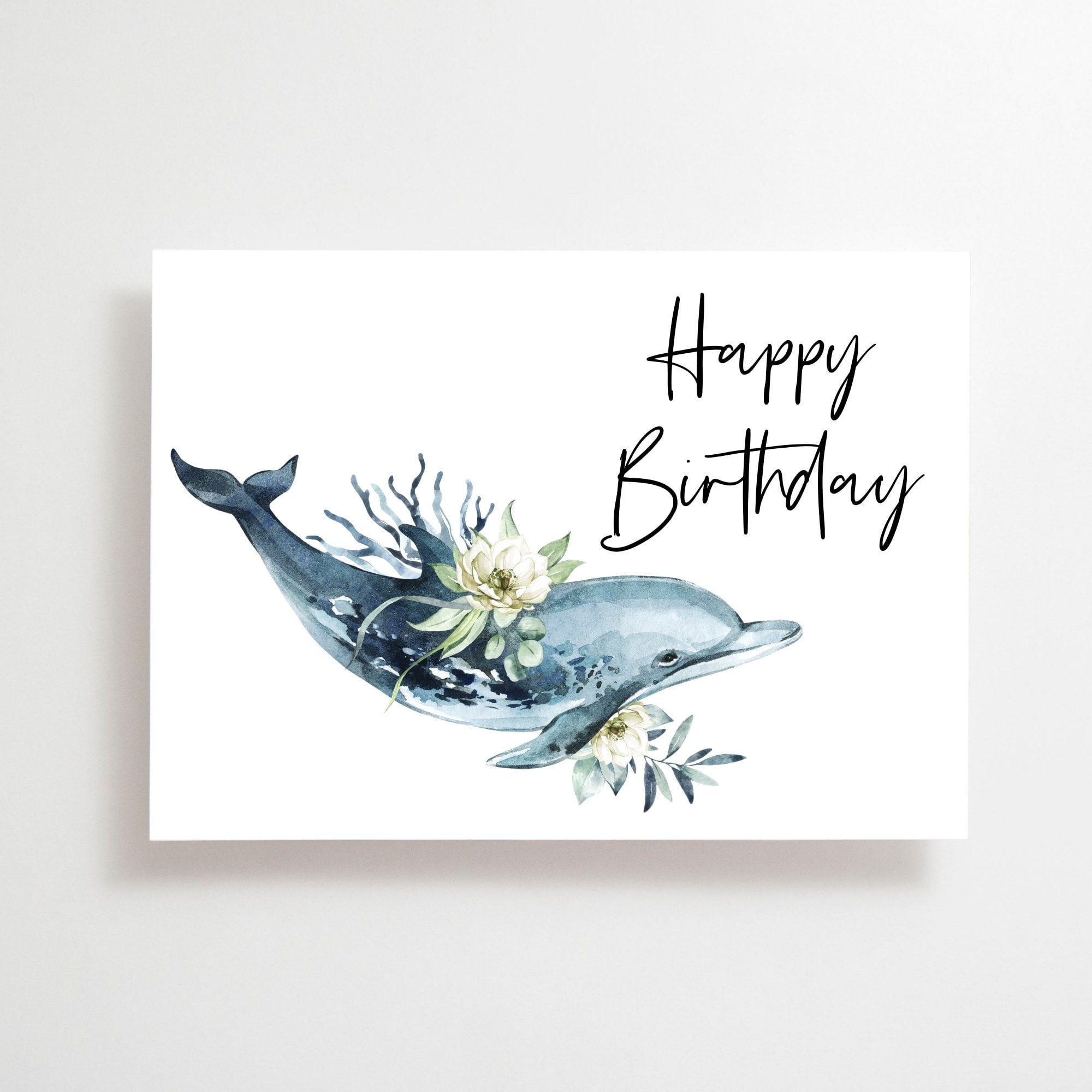 Printable Birthday Card Dolphins